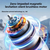 فن شارژی کوچک و قابل حمل در حال نمایش از زاویه جلو، دارای نمایشگر دیجیتال روشن، پرههای محافظدار و بدنه سبز رنگ