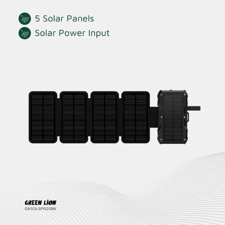 نمای نزدیک از پنلهای خورشیدی پاوربانک Green Lion Solar 5