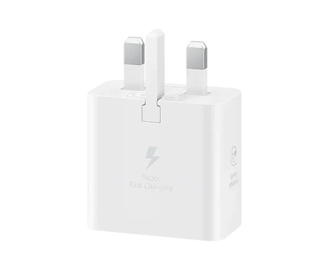 شارژر دیواری 25 وات سامسونگ EP-TA2510 سه پین به رنگ مشکی با طراحی جمع‌وجور و پورت USB-C.