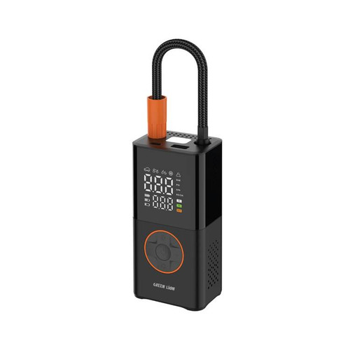 کمپرسور باد قابل حمل گرین لاین GTI-01 مشکی با طراحی جمعوجور و نمایشگر LCD.