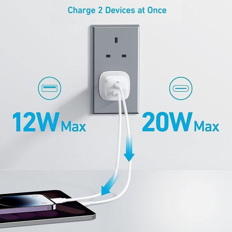 نمای نزدیک از شارژر Anker B2348K21 با توان 20 وات