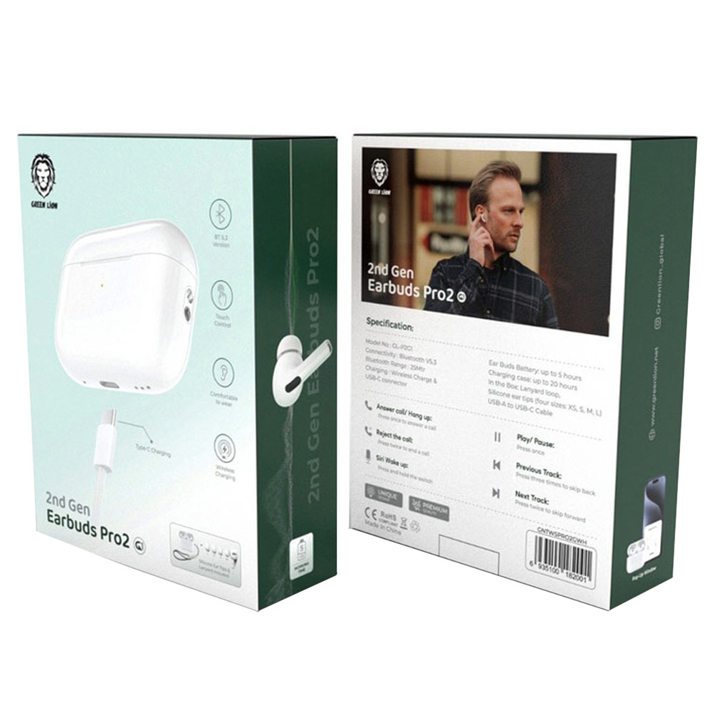 بسته‌بندی اورجینال ایرفون گرین لاین مدل Earbuds Pro 2
