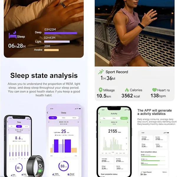 حلقه هوشمند بیوا مدل Smart Ring R09 Plus به همراه کیس شارژ
