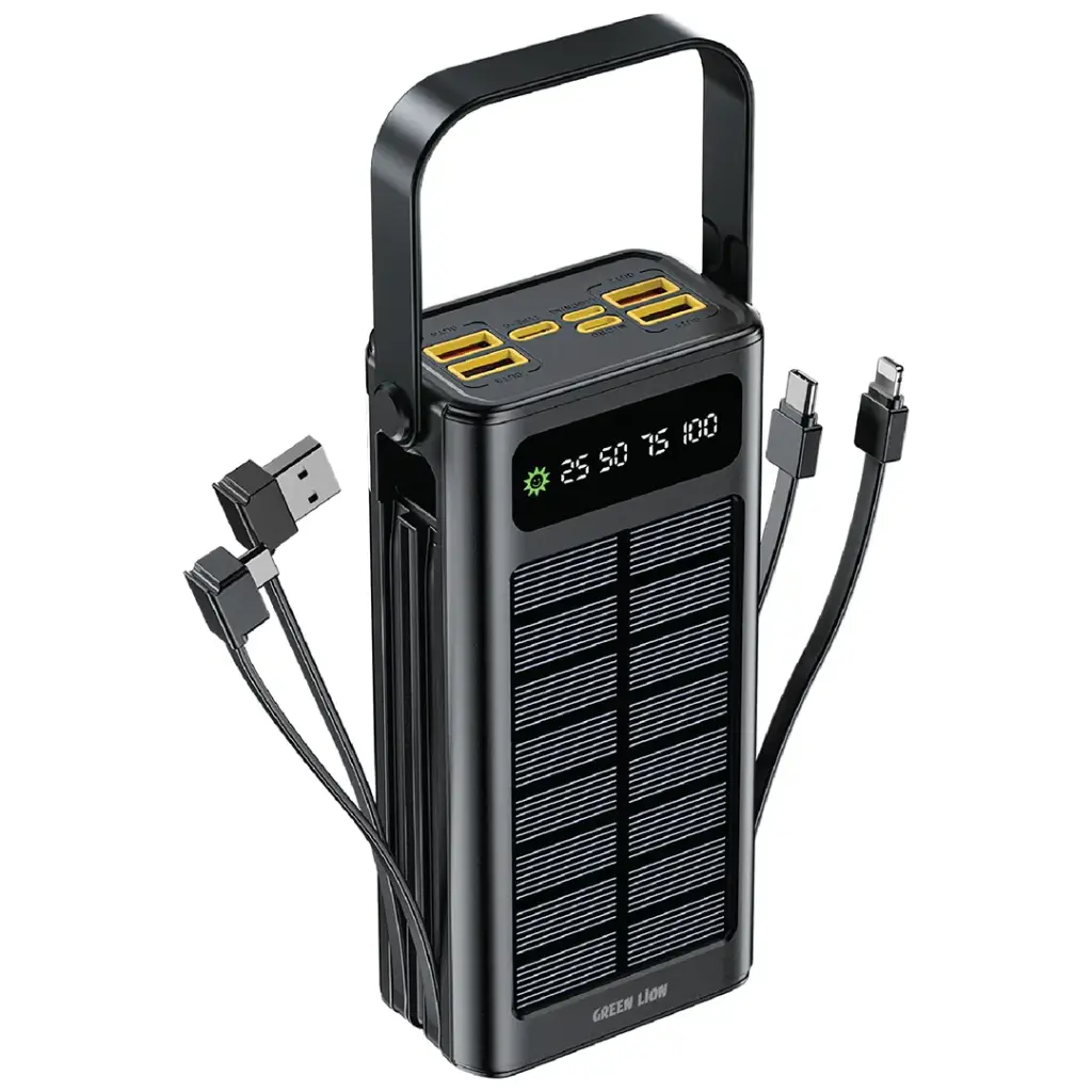 پاور بانک گرین لاین مدل Solar X ظرفیت 30000 میلی‌آمپر ساعت با شارژ سریع PD 20W و پنل خورشیدی