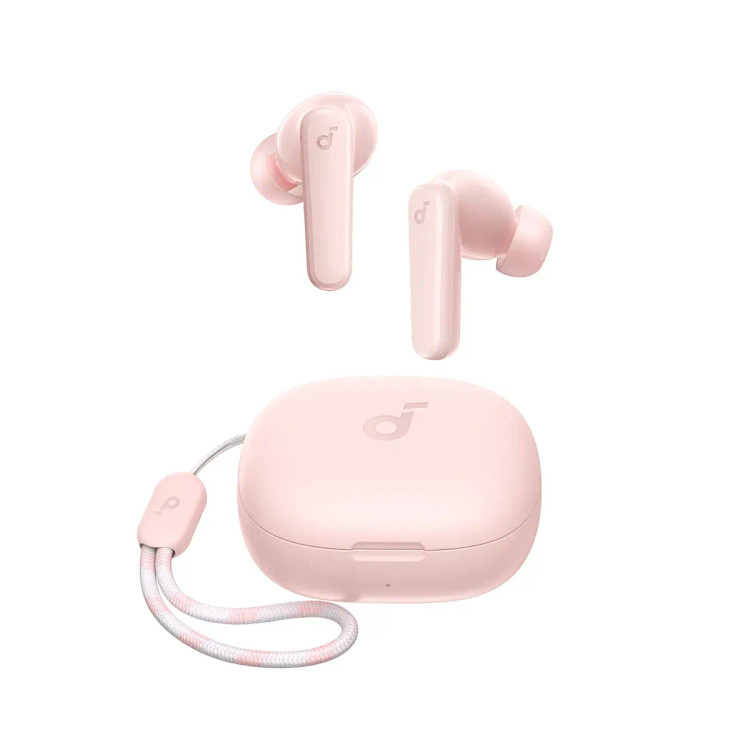 ایرفون بیسیم انکر R50i درون کیس شارژ صورتی