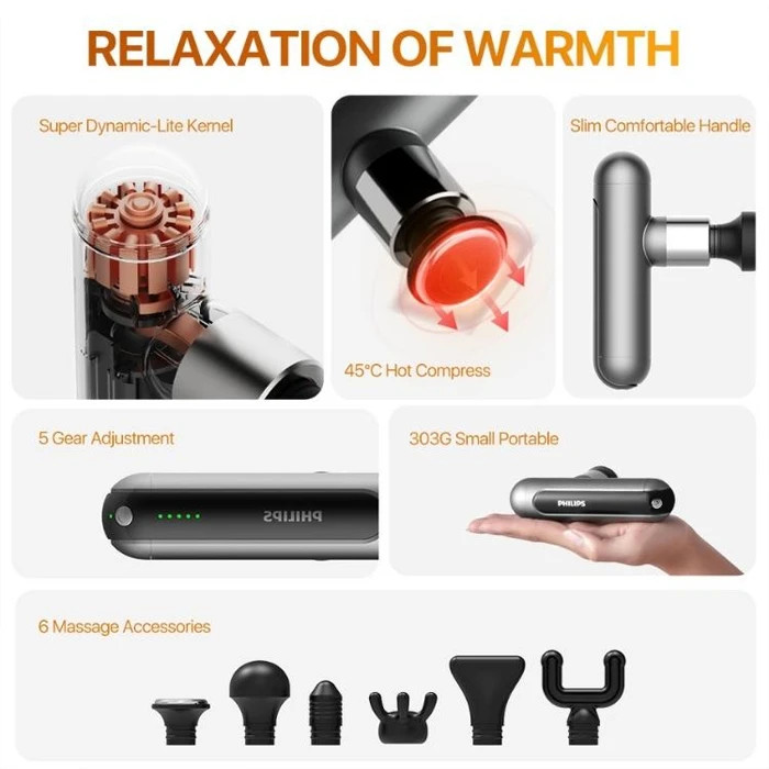 جعبه و متعلقات ماساژور تفنگی Philips PPM7303