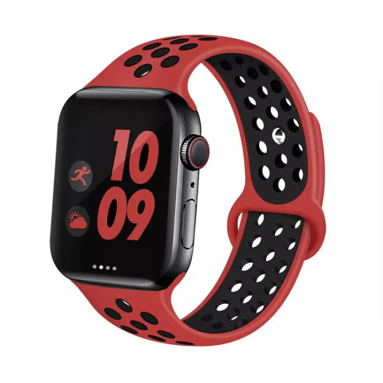 بند سیلیکونی اپل واچ مدل نایکی نمای کلی قرمز