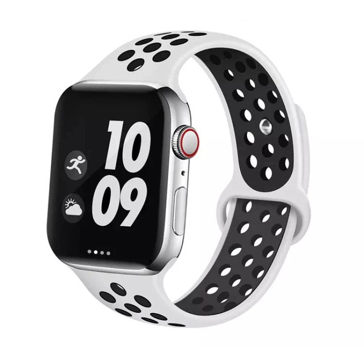 بند سیلیکونی اپل واچ مدل نایکی نمای کلی سفید