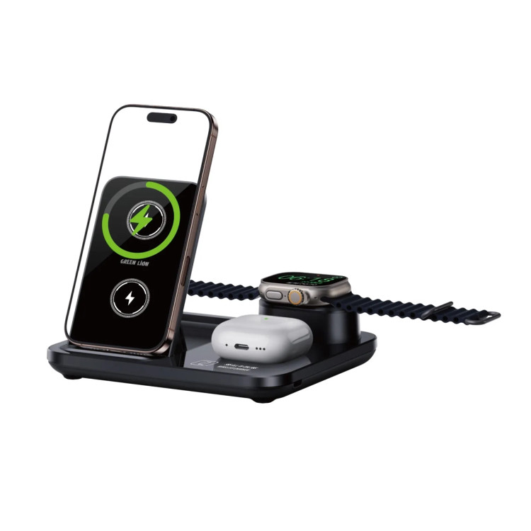 شارژر وایرلس سهکاره Green Lion GN3IN1MWCBK نمای اصلی