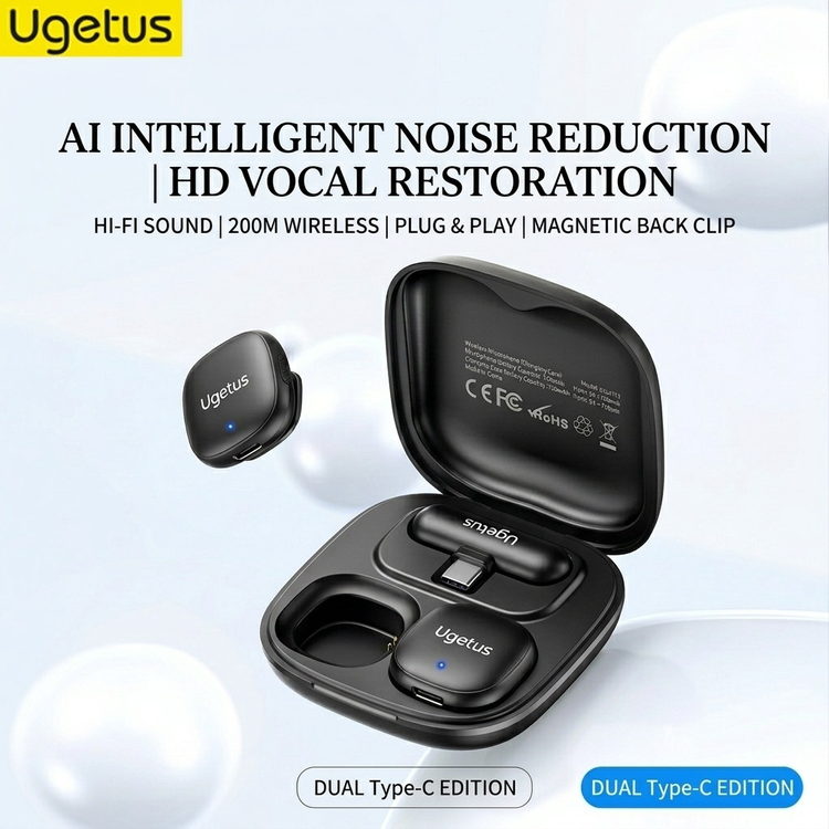 میکروفون یقهای بیسیم UGETUS دارای هوش مصنوعی AI