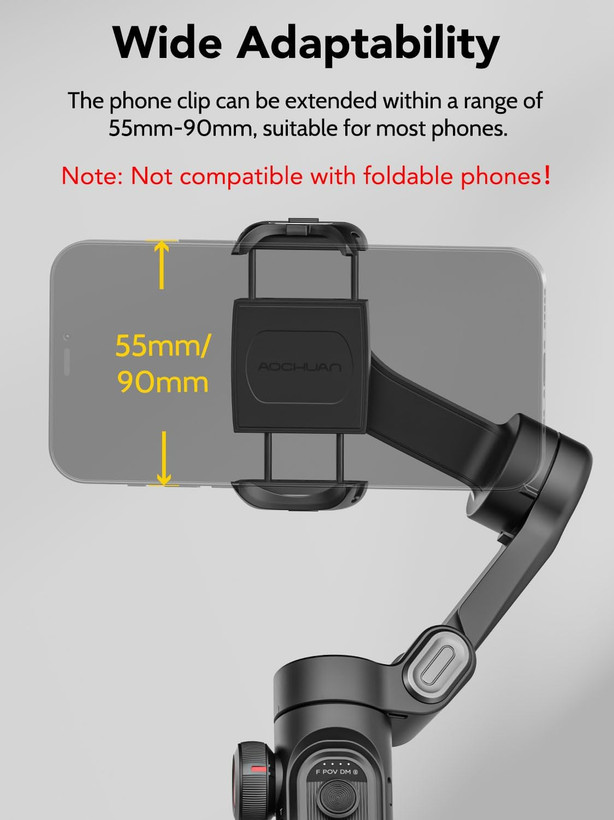 گیمبال و لرزشگیر موبایل اوچوآن مدل AOCHUAN Smart XE 3-Axis با چرخ فوکوس و طراحی تاشو