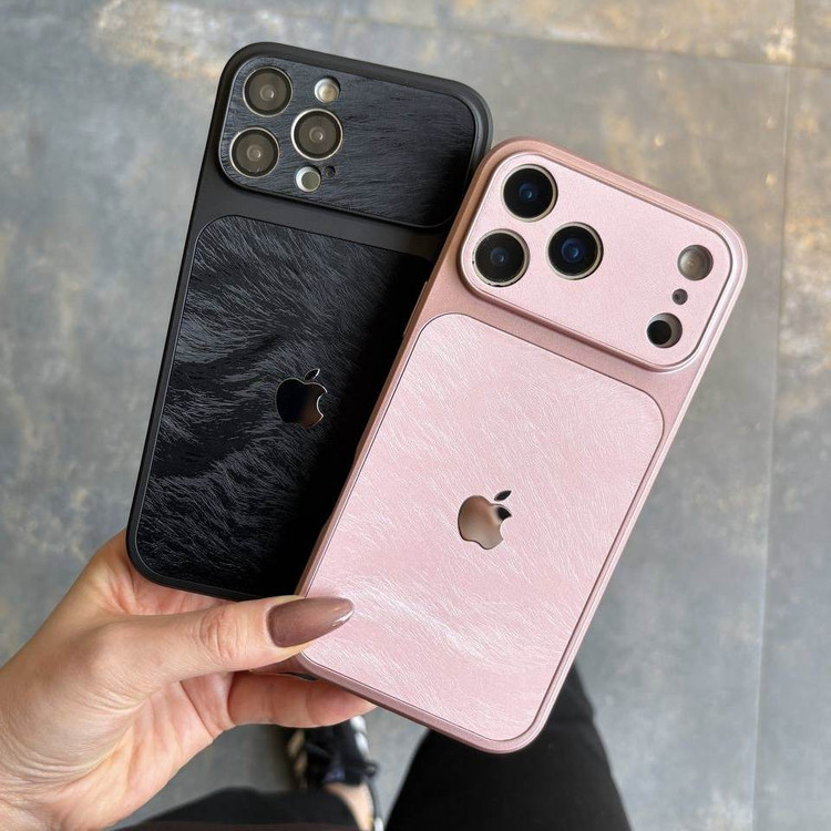قاب کانسپت iPhone 17 Pro برای آیفون سری 13 به بعد با محافظ لنز مشکی و صورتی