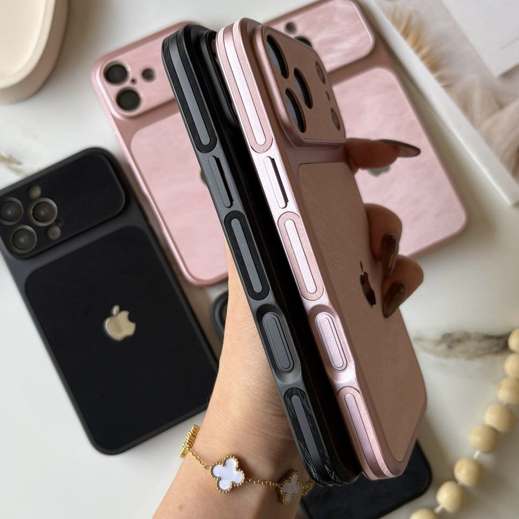 قاب کانسپت iPhone 17 Pro برای آیفون سری 13 به بعد با محافظ لنز مشکی و صورتی
