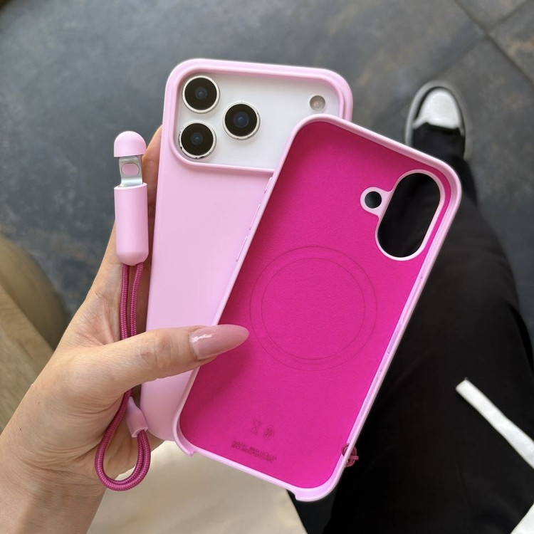 قاب Beats Pebble Pink مخصوص آیفون 17 پرو با بند کیکاستند